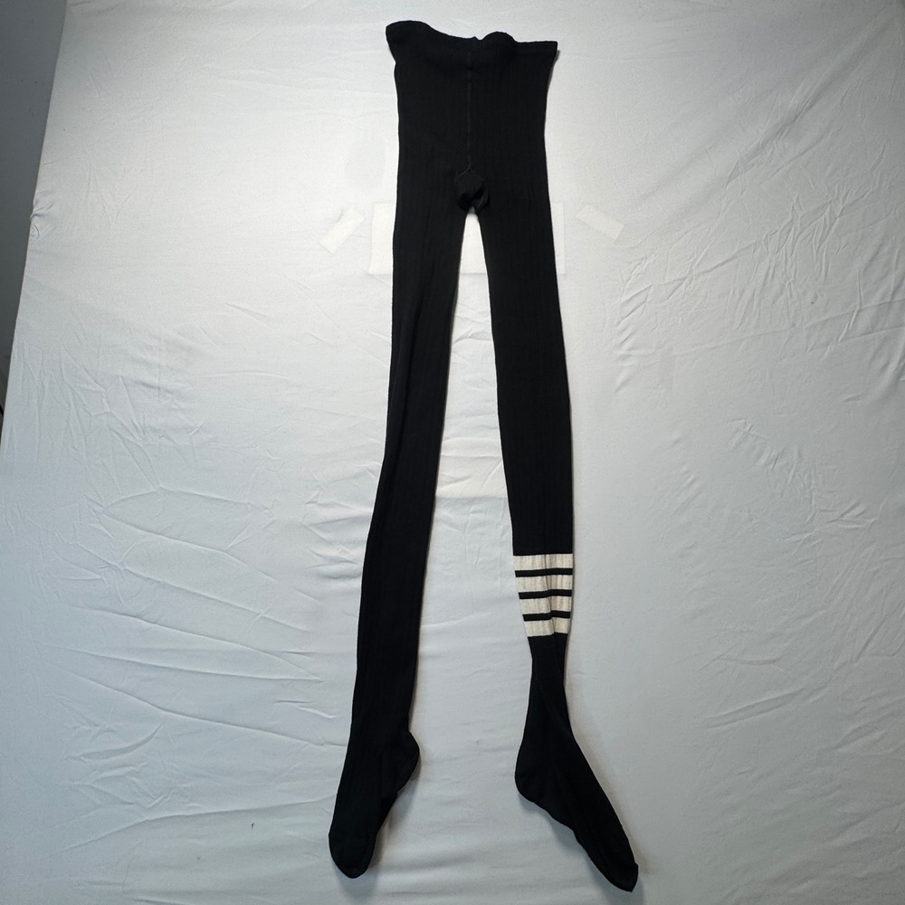 Thom Browne 4 Bar Ribbed Tights Black Thick Knit Stripe Tights Hosiery Womens